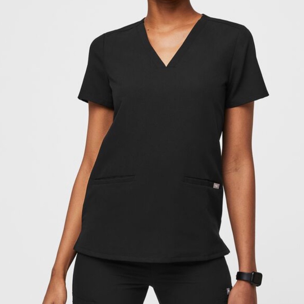 XS Figs Casma Scrub Top Black